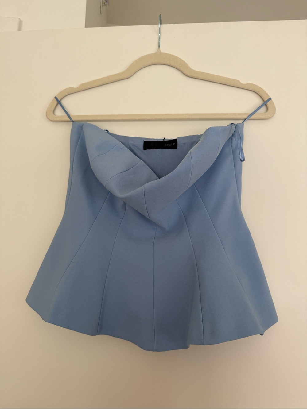 NWT Zara Light Blue Pleated Women’s Strapless Top